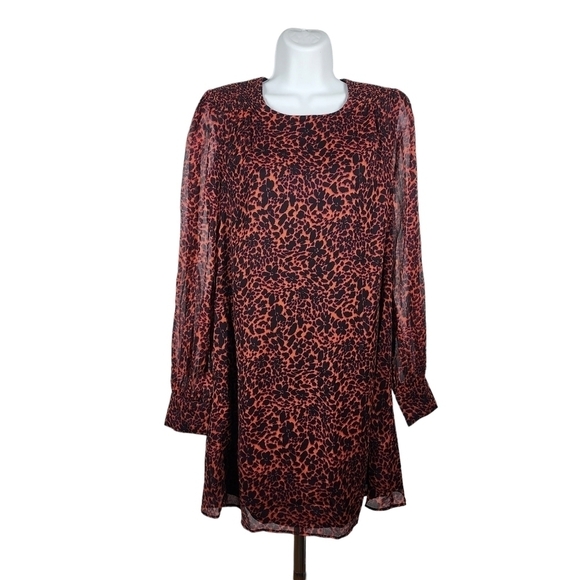 WALTER BAKER REAGON SHIRRED PRINTED ANIMAL PRINT DRESS - Picture 1 of 10
